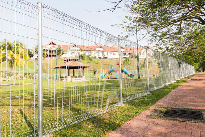 stainless steel security fencing in residential neighborhood